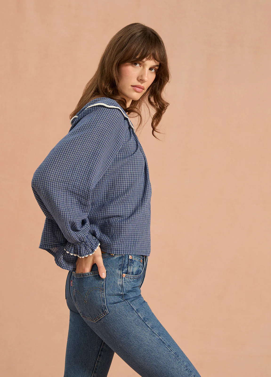 Katharine Blouse - Denim Check - Image 4